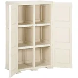 Tidyard Kunststoffschrank Balkonschrank Gartenschrank Terrassenschrank Haushaltsschrank Spindschrank Holzdesign Cremefarbend 79x43x125 cm