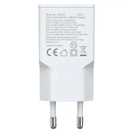 Equip 2-Port 20W GaN Slim USB PD-Ladegerät, USB-C x1, USB-A x1