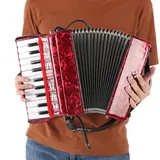 Doact Akkordeons, Akkordeoninstrument für Erwachsene, Ziehharmonika für kinder, 22 Tasten 8 Bässe Klavierakkordeon Anfänger Akkordeon AR-80 Rot
