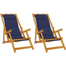 vidaXL Strandstuhl 20 x 20 x 108 cm blau 2 St.