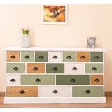 Massivholzmoebel-Becker Apothekerschrank aus Massivholz mit 19 Schubladen mehrfarbig weiß