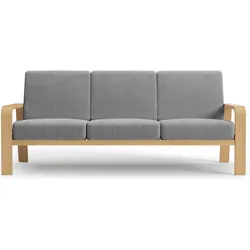 3-Sitzer SIT & MORE "Kolding", grau, B:200cm H:91cm T:93cm, 100% Polyester, Sofas, Armlehnen aus Buchenholz in natur, verschiedene Bezüge und Farben