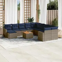 vidaXL Gartensofa-Set 14-tlg. grau Polyrattan