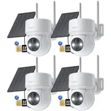 ieGeek Überwachungskamera 4G LTE Überwachungskamera Aussen mit SIM Karte (Aussen, Außenbereich, Wald, Farm, Campingbus, Straße, 355°/90° Schwenkbar PTZ Kabellos IP Kamera Ohne WLAN Outdoor Kamera, 4-tlg., 2K Farbe Nachtsicht aussenkamera PIR Erkennung 2-Wege-Audio, 4-fachen digitalen Zoom IP66 Wasserdicht für Garten, Hof)