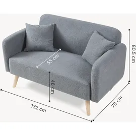 [en.casa] 2-Sitzer Sofa Midt 132x70x81 cm Bouclé Grau