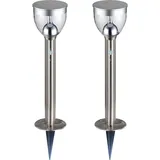 GLOBO Solar Gartenleuchte Bewegungsmelder Wegleuchte Außen Solar Gartenlampen mit Bewegungsmelder, 2 Stufen Erdspieß, 20x LED 0,2 Watt, DxH 15 x 55 cm, 2er Set