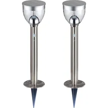 GLOBO Solar Gartenleuchte Bewegungsmelder Wegleuchte Außen Solar Gartenlampen mit Bewegungsmelder, 2 Stufen Erdspieß, 20x LED 0,2 Watt, DxH 15 x 55 cm, 2er Set