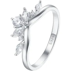 Hey Happiness Ring mit V-Design 925er Sterlingsilber 57 Damen 