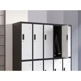 Jan Nowak Schließfachschrank Metall 136 x 45 x 172 cm Anthrazit/Weiß