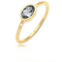 Elli Verlobungsring Oval Glas Kristalle Grau 925 Sterling Silber goldfarben 56 mm