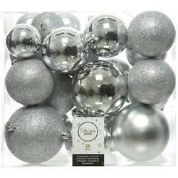 Decoris Schachtel mit 26 Silberkugeln in verschiedenen Größen Ø6 cm / Ø 8 cm / Ø 10 cm