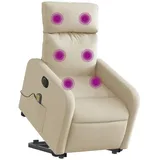 vidaXL Massagesessel mit Aufstehhilfe Polyester 89,5 x 95,5 x 0 cm Creme elektrisch