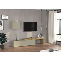 OTTO home TV-Wand OTTO HOME "Chronos TV-Set, Wohnwand – Elemente frei platzierbar, Made in Italy", taube, eiche wotan, B:270cm H:190cm T:40cm, Kastenmöbel-Sets, Lowboard Breite 270 cm, Hängeschrank Breite 50 cm, Made in Italy