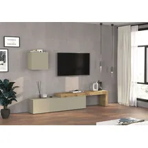 OTTO home TV-Wand OTTO HOME "Chronos TV-Set, Wohnwand – Elemente frei platzierbar, Made in Italy", taube, eiche wotan, B:270cm H:190cm T:40cm, Kastenmöbel-Sets, Lowboard Breite 270 cm, Hängeschrank Breite 50 cm, Made in Italy