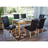 6er-Set Esszimmerstuhl Chesterfield Edinburgh II, coffee helle Beine, Kunstleder