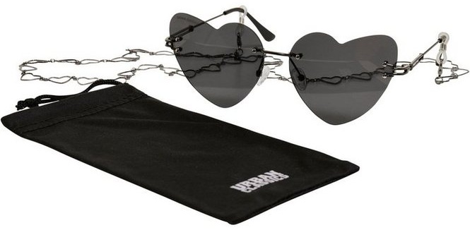 URBAN CLASSICS Sonnenbrille Urban Classics Unisex Sunglasses Heart With Chain schwarz