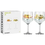 3791001 Gin-Glas 700 ml 2er-Set Serie Botanic Lights Nr 1 2 Stück mit Sommerfarben Made in Germany Grün Orange Rot