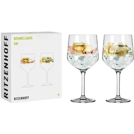 Ritzenhoff & Breker RITZENHOFF 3791001 Gin-Glas 700 ml - 2er-Set - Serie Botanic Lights Nr.1, 2 Stück mit Sommerfarben - Made in Germany, Grün, Orange, Rot