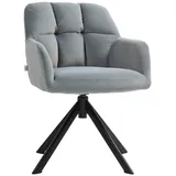 Homcom Sessel Drehbarer Loungesessel mit Samtoptik, Armlehne, Esszimmerstuhl drehbar, Drehsessel mit Metallbeine, Küchenstuhl, für Schlafzimmer, Küche, Wohnzimmer, Grau