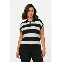 Ulla Popken Strickpullover Pullunder Ajourmuster Streifen Schwarz 50/52