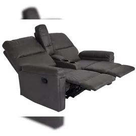 Mendler 2er Kinosessel HWC-K17, Relaxsessel Fernsehsessel Sofa, Nosagfederung Getränkehalter Fach ~ Stoff/Textil dunkelgrau