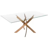 ac angel cerda Angel Cerdá Rechteckiger Esstisch aus gehärtetem Glas und rosa Stahl 1169-150x95