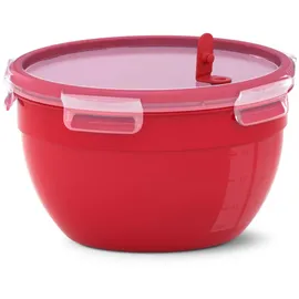 Emsa CLIP & MICRO Mikrowellendose rund Lunchbox, Frischhaltedose, Kunststoff, rot,