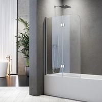Duschwand für Badewanne 120x140 cm Badewannenfaltwand 2-teilig Faltbar 6mm ESG Glas Nano Beschichtung Duschtrennwand