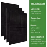 myvoltaics 4x 440+ Watt Premium Hochleistungsmodul – Doppelglas transparent Variante zur Stromerzeugung von beiden Seiten (bifazial)