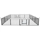 Home Deluxe - Welpenauslauf BARKI 80 x 60 cm, 16-teilig Farbe: Schwarz, inkl. Türverriegelung, abgerundete Ecken und Kanten I Welpenspielplatz Welpenfreilauf