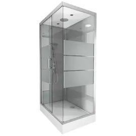 Marwell Komplettdusche Eckdusche 80 x 110 cm rechts 215 cm silber transparent