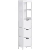 Homcom Badezimmerschrank 30 x 30 x 142,4 cm Weiß MDF/Spanplatte/Massivholz