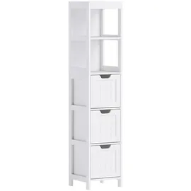 Homcom Badezimmerschrank 30 x 30 x 142,4 cm Weiß MDF/Spanplatte/Massivholz