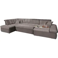 DOMO collection Wohnlandschaft »NMoric«, im XXL-Format, wahlweise mit Bettfunktion und Armlehnenverstellung, grau Sofas 33608506-0 B/H/T: 353 cm, incl. Zierkissen U-Form«, Gr. 353cm x 80 cm, x 216 cm