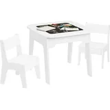 Woltu Kindersitzgruppe mit Stauraum 2 Stühle MDF weiß