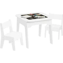 Woltu Kindersitzgruppe mit Stauraum 2 Stühle MDF weiß