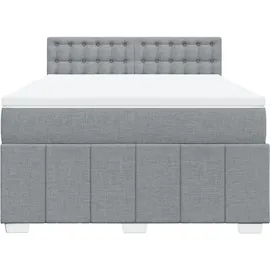 vidaXL Boxspringbett mit Matratze Hellgrau 140x200 cm Stoff