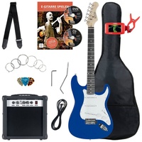 Rocktile ST-Pack Komplettset E-Gitarre Blue (Verstärker, Stimmgerät, Tremolo, Tasche, Kabel, Gurt, Plecs, Ersatzsaiten und Schule mit CD/DVD)