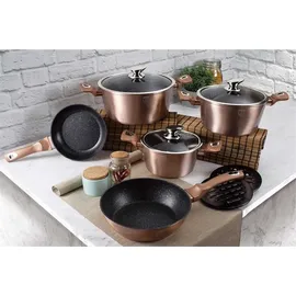 Berlinger Haus Rose Gold Topf-Set 14-tlg. 3 x Kochtopf + 2 x Bratpfanne + 3 x Messer + 4 x Küchenutensilien + 2 x Untersetzer