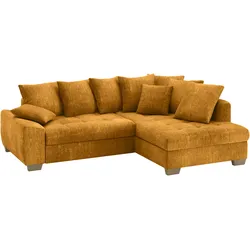 Ecksofa MR. COUCH "Nikita II, L-Form", gelb, B:243cm H:88cm T:190cm, Dolce (100% Polyester), Sofas, Wahlweise mit Kaltschaum, EasyBett, Bettkasten