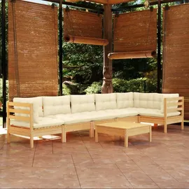 vidaXL Garten-Lounge-Set 7-tlg. creme Kiefernholz