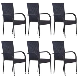 vidaXL Polyrattan Garten-Essgruppe 7-tlg. schwarz 3070758