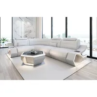 Sofa Dreams Ecksofa Pescara L Form Leder, 4-Sitzer, Echtleder Premium, Weiß, USB, LED, Ecke links weiß