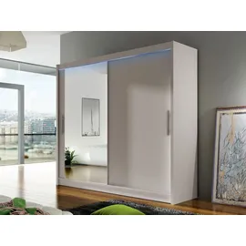 Mirjan24 Schwebetürenschrank London VI, mit zwei Türen, Frontspiegel, Garderobenschrank (Farbe: Cashmere / Spiegel, mit RGB LED Be... - Beige
