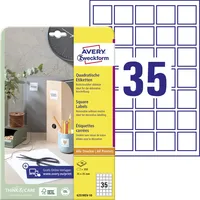 Avery Zweckform 6251REV-10 Quadratische Etiketten (350 Klebeetiketten, 35x35mm auf