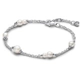 PANDORA Timeless Behandelte Süßwasserzuchtperle Kettenarmband aus Sterling-Silber mit Cubic Zirkonia, Timeless Kollektion, 18cm, 593172C01-18