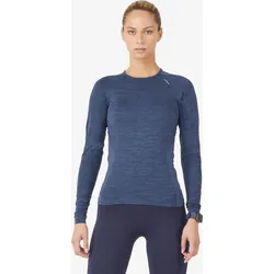 Laufshirt langarm atmungsaktiv Kiprun Skincare Light Damen blau S