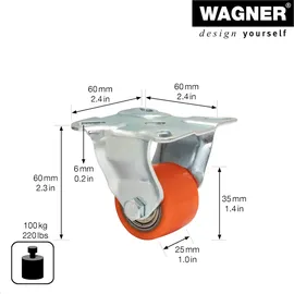 Wagner Transportgeräte-Bockrolle Mini Soft Ø 3,5 cm Tragkraft 100 kg