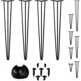 Relaxdays Hairpin Legs, 4er Set, 3 Streben, Metall, Haarnadel Tischbein für Hocker, Tisch & Schrank, 71 cm hoch, schwarz