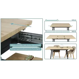 home collective Esstisch ausziehbar 120-160 x 75 x 80 cm Eiche hell